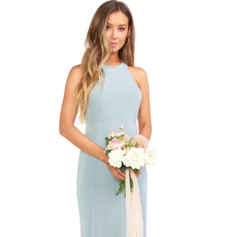Show Me Your Mumu Chicago High Neck Gown Silver Sage NWT XS